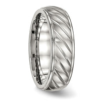 Stainless Steel Polished w/Brushed Center 7mm Grooved Band