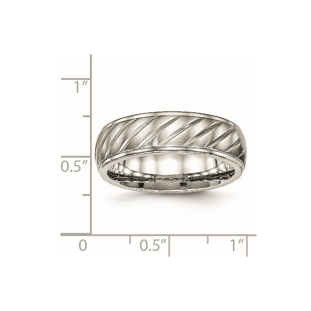 Stainless Steel Polished w/Brushed Center 7mm Grooved Band