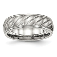 Stainless Steel Polished w/Brushed Center 7mm Grooved Band