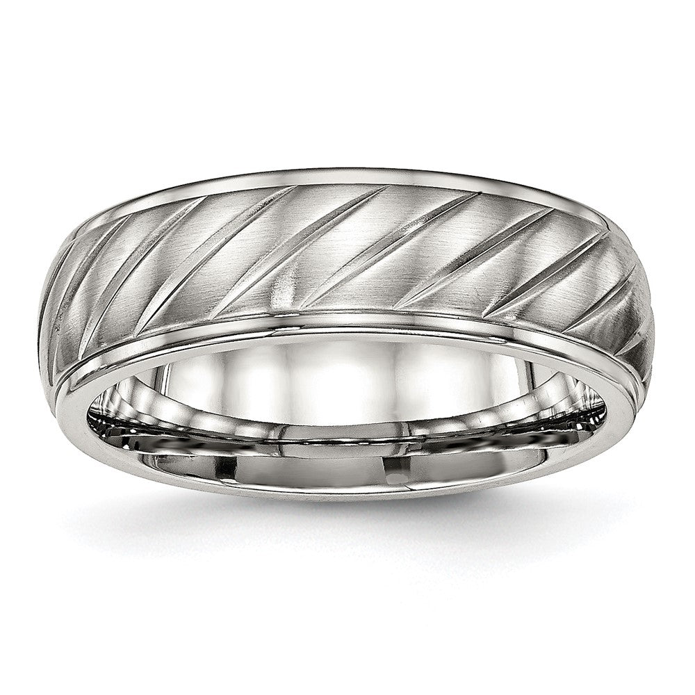 Stainless Steel Polished w/Brushed Center 7mm Grooved Band