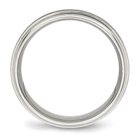 Stainless Steel Brushed and Polished 7mm Ridged Edge Band