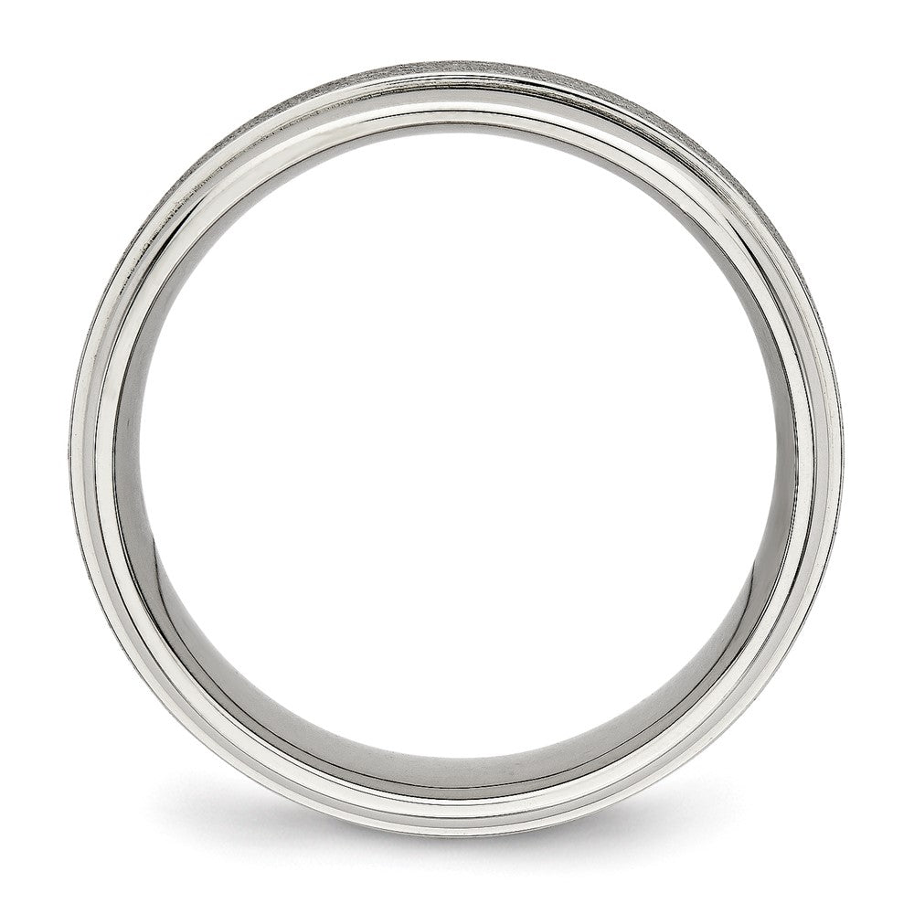 Stainless Steel Brushed and Polished 7mm Ridged Edge Band