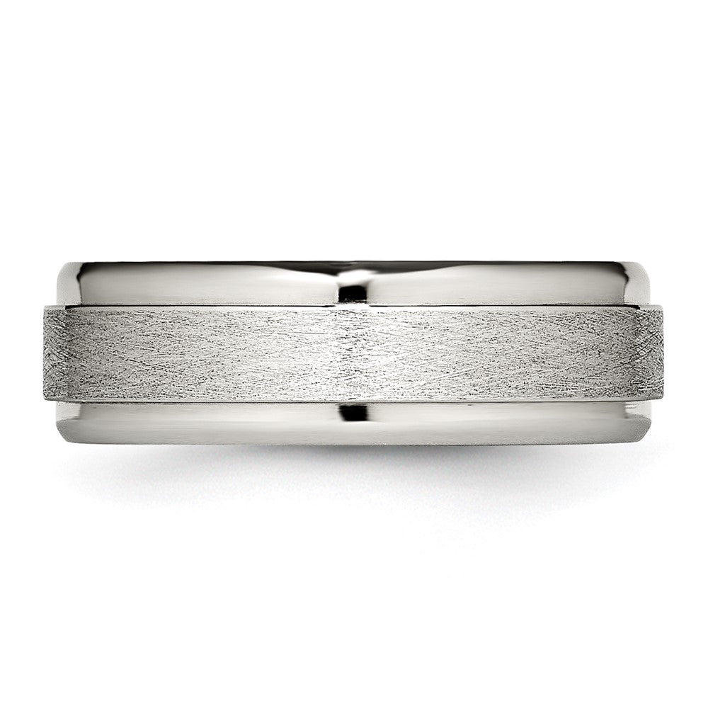 Stainless Steel Brushed and Polished 7mm Ridged Edge Band