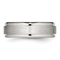 Stainless Steel Brushed and Polished 7mm Ridged Edge Band