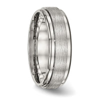 Stainless Steel Brushed and Polished 7mm Ridged Edge Band