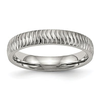 Stainless Steel Polished and Textured 4mm Band