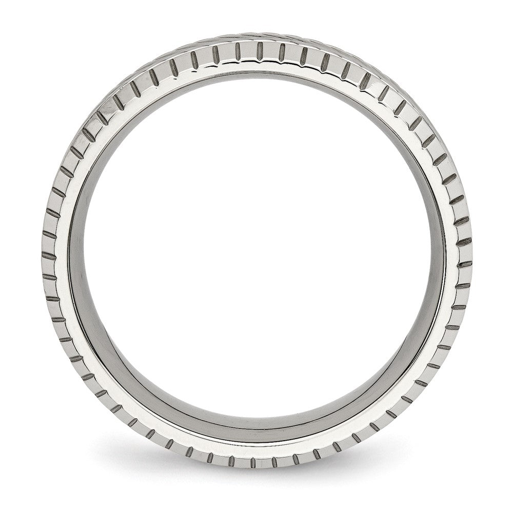 Stainless Steel Polished and Textured 7mm Grooved Band