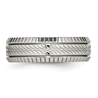 Stainless Steel Polished and Textured 7mm Grooved Band