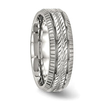 Stainless Steel Polished and Textured 7mm Grooved Band