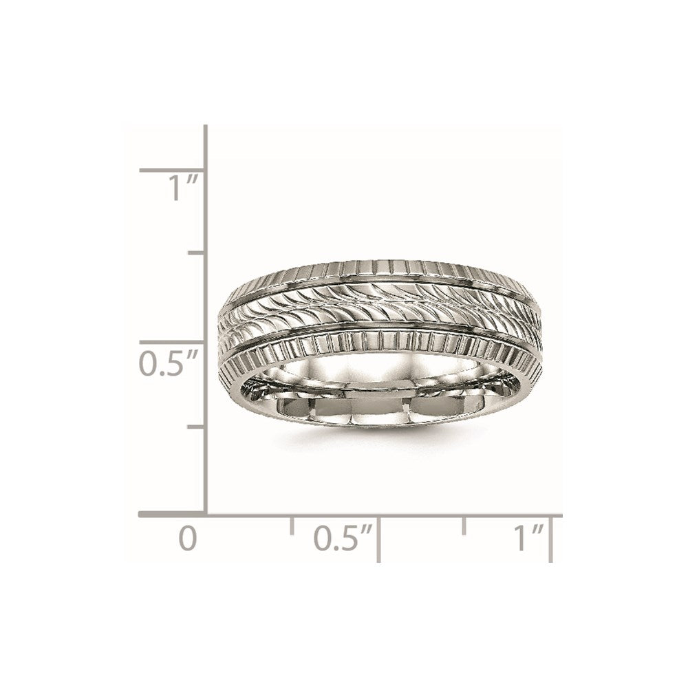 Stainless Steel Polished and Textured 7mm Grooved Band
