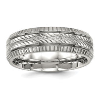 Stainless Steel Polished and Textured 7mm Grooved Band