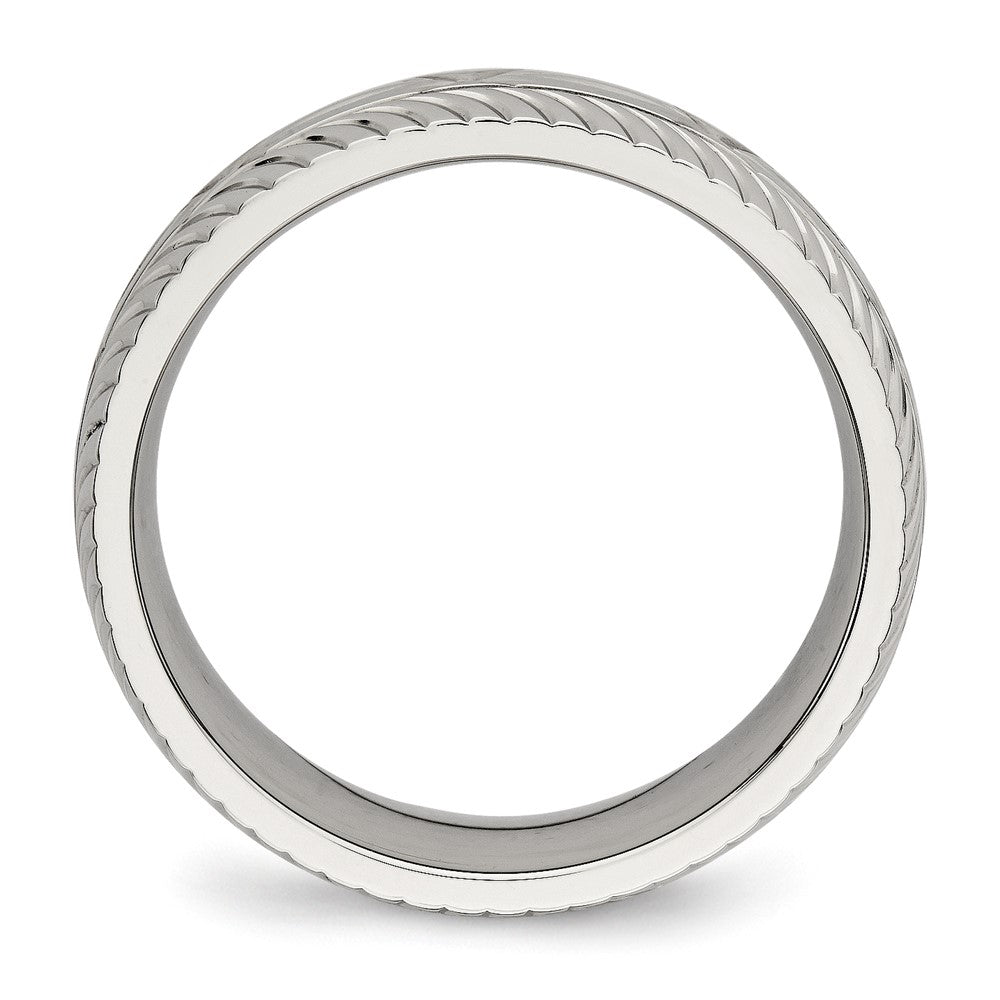 Stainless Steel Polished Diamond Cut 7mm Band
