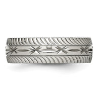 Stainless Steel Polished Diamond Cut 7mm Band