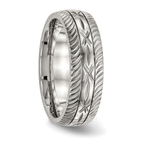 Stainless Steel Polished Diamond Cut 7mm Band