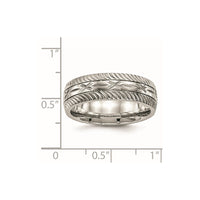 Stainless Steel Polished Diamond Cut 7mm Band