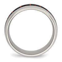 Stainless Steel Polished Black/Red Carbon Fiber Inlay 8mm Band