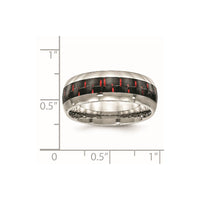 Stainless Steel Polished Black/Red Carbon Fiber Inlay 8mm Band