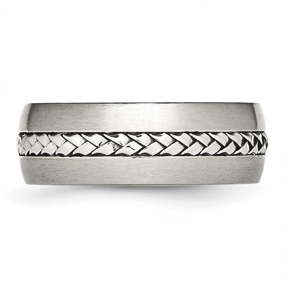 Stainless Steel Brushed and Polished Braided 8mm Band