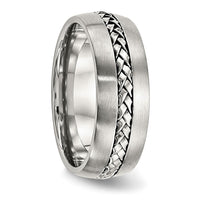 Stainless Steel Brushed and Polished Braided 8mm Band