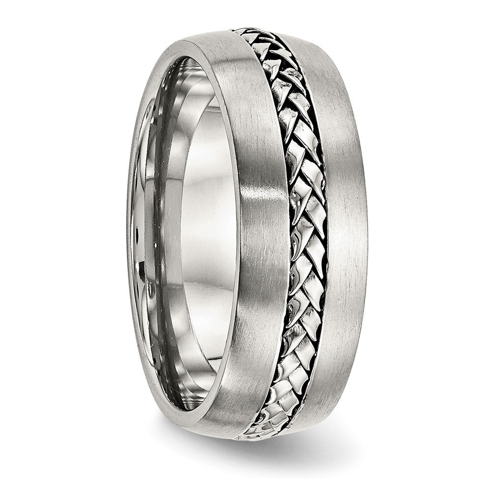 Stainless Steel Brushed and Polished Braided 8mm Band
