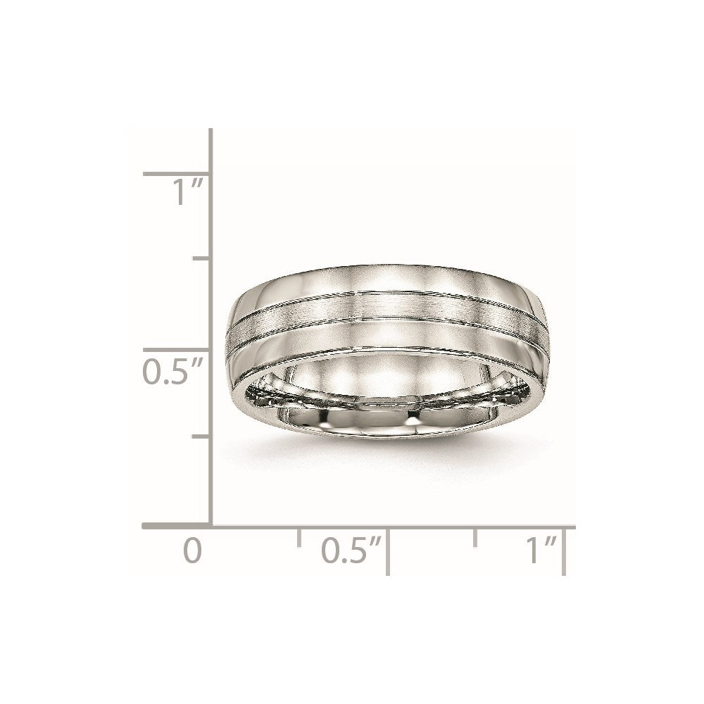 Stainless Steel Brushed and Polished 6.5mm Grooved Band