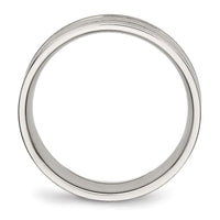 Stainless Steel Brushed and Polished 6mm Ridged Flat Band