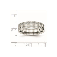 Stainless Steel Brushed and Polished 6mm Ridged Flat Band