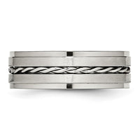 Stainless Steel Brushed and Polished Twisted 7mm Band