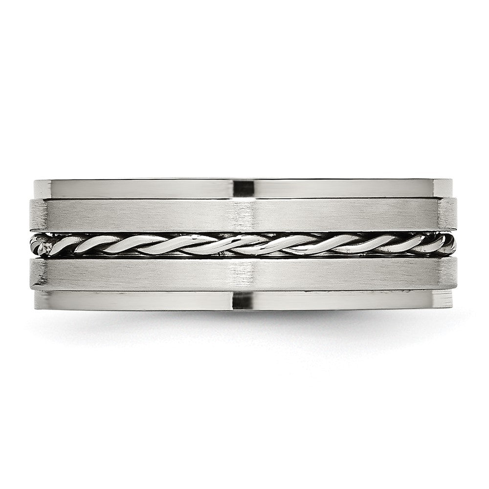 Stainless Steel Brushed and Polished Twisted 7mm Band