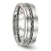 Stainless Steel Brushed and Polished Twisted 7mm Band