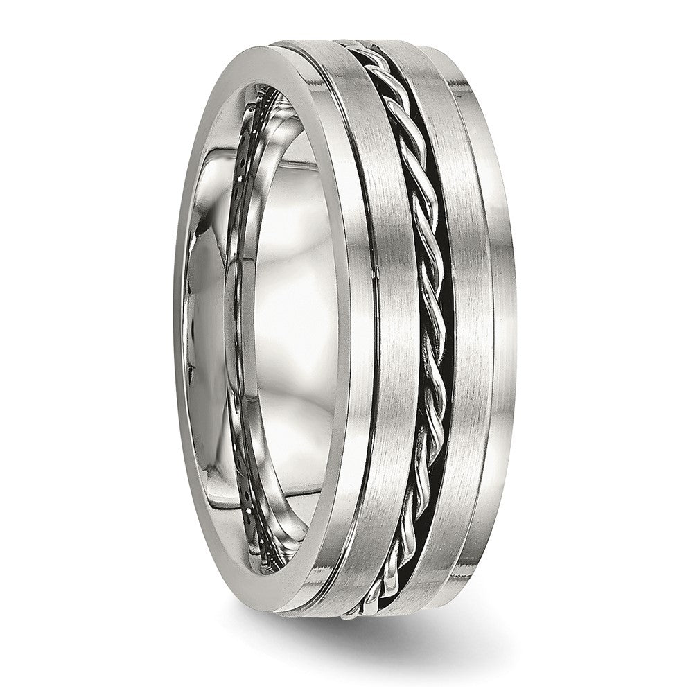 Stainless Steel Brushed and Polished Twisted 7mm Band