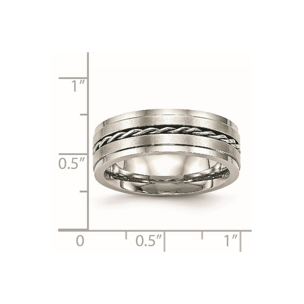 Stainless Steel Brushed and Polished Twisted 7mm Band