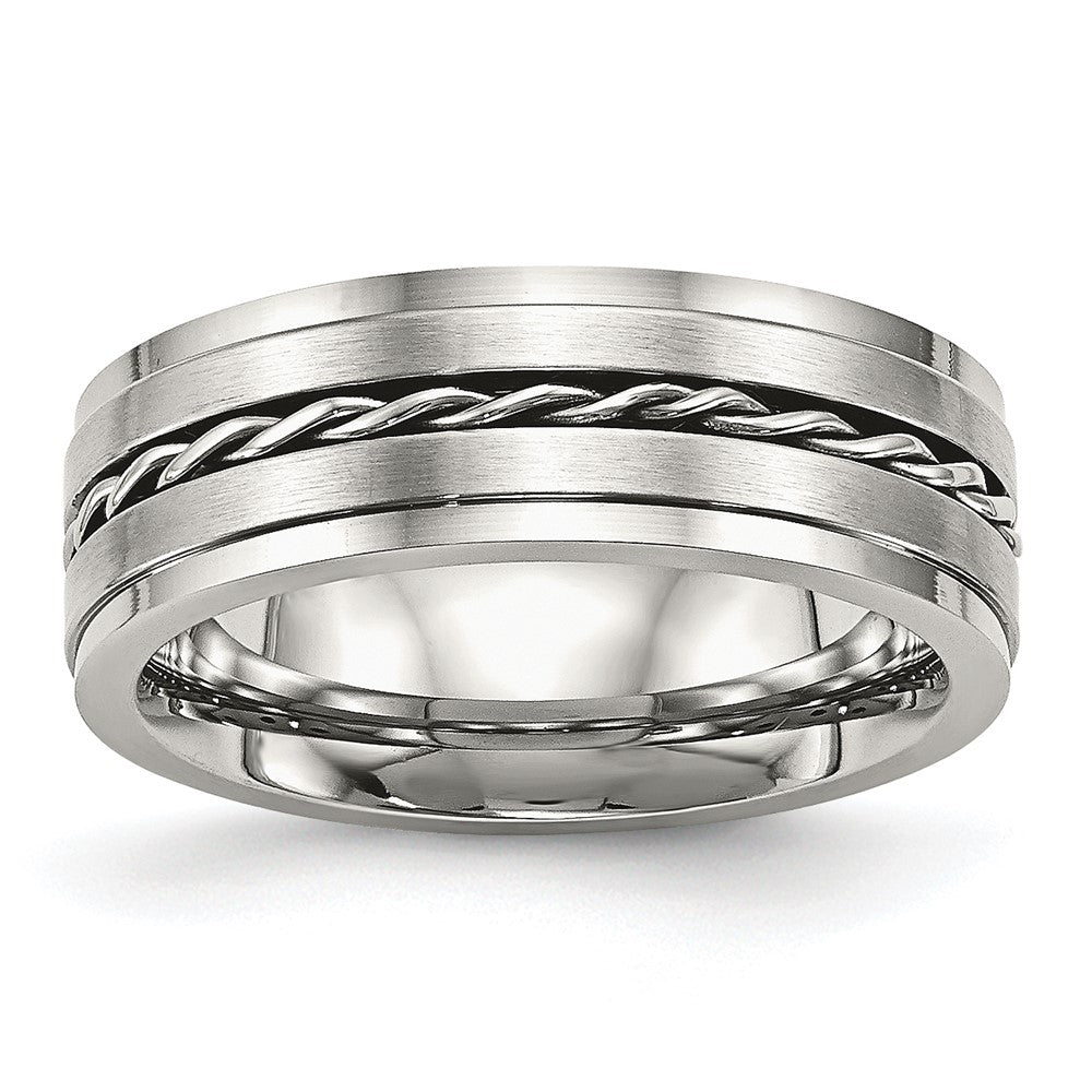 Stainless Steel Brushed and Polished Twisted 7mm Band