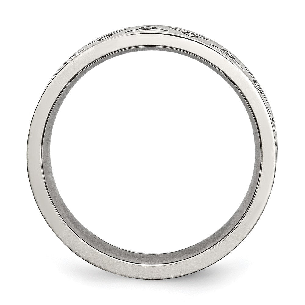 Stainless Steel Brushed w/Engraved Trinity Symbol 6mm Band