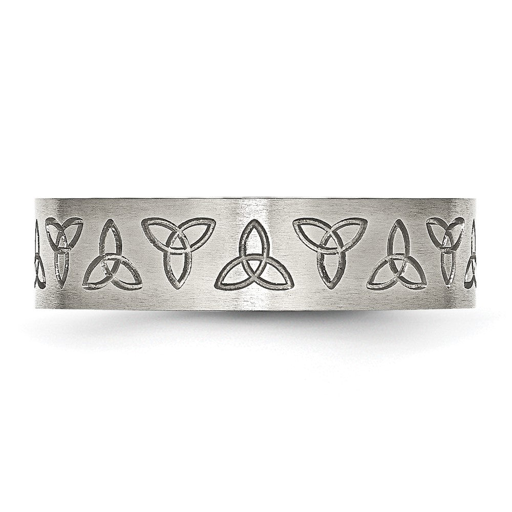 Stainless Steel Brushed w/Engraved Trinity Symbol 6mm Band