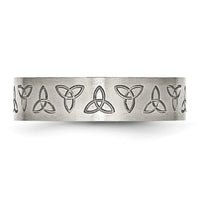 Stainless Steel Brushed w/Engraved Trinity Symbol 6mm Band