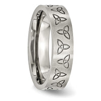 Stainless Steel Brushed w/Engraved Trinity Symbol 6mm Band