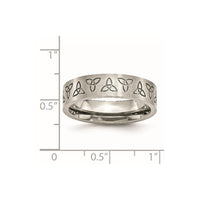 Stainless Steel Brushed w/Engraved Trinity Symbol 6mm Band