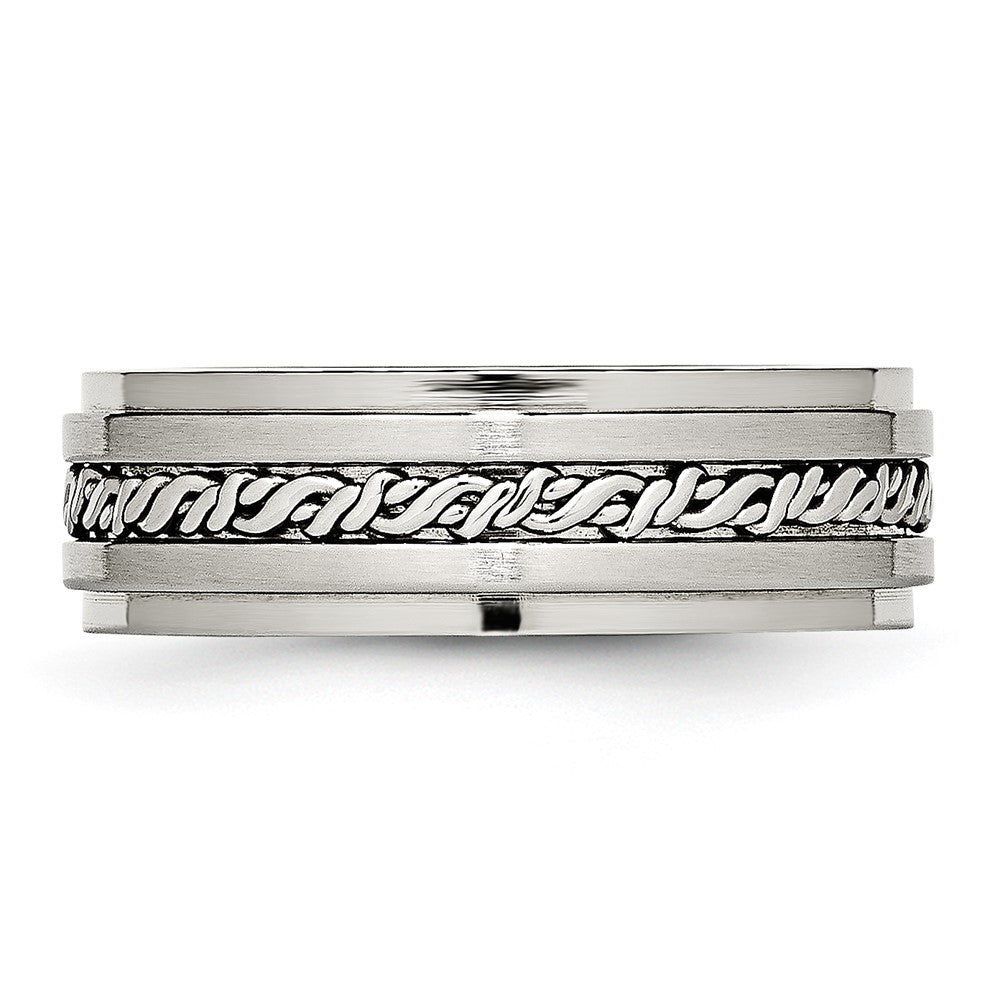 Stainless Steel Brushed and Polished Braided 7mm Band