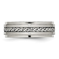Stainless Steel Brushed and Polished Braided 7mm Band