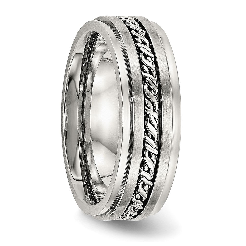 Stainless Steel Brushed and Polished Braided 7mm Band