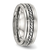 Stainless Steel Brushed and Polished Braided 7mm Band