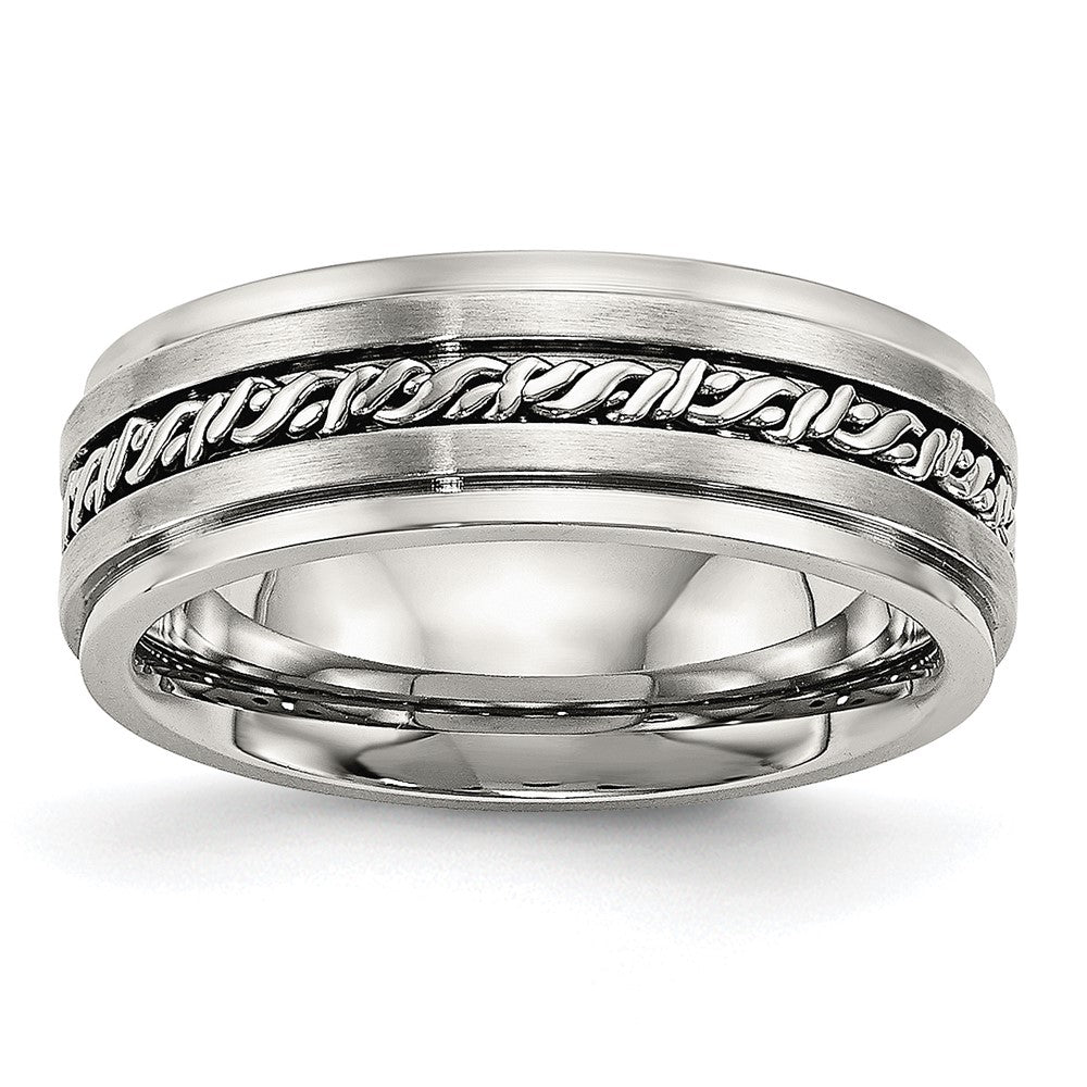 Stainless Steel Brushed and Polished Braided 7mm Band