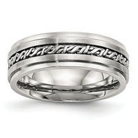 Stainless Steel Brushed and Polished Braided 7mm Band