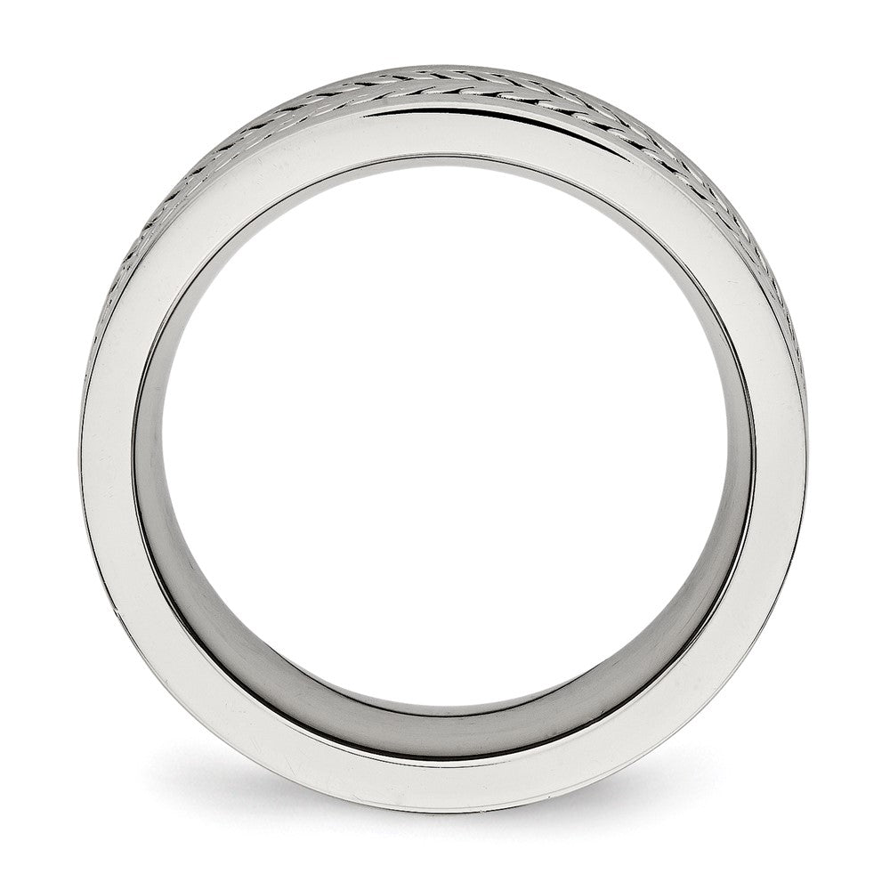 Stainless Steel Brushed and Polished Twisted 7mm Band