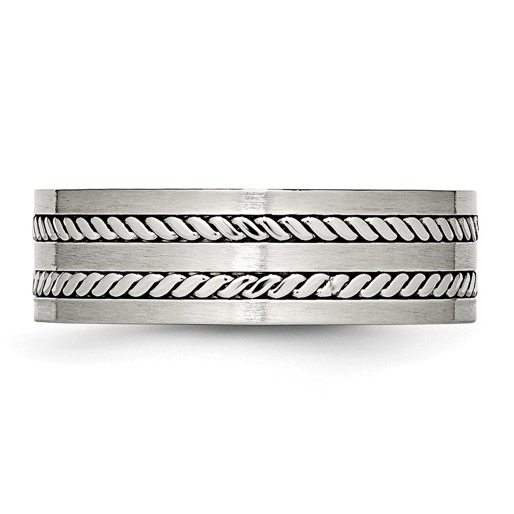 Stainless Steel Brushed and Polished Twisted 7mm Band