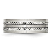 Stainless Steel Brushed and Polished Twisted 7mm Band