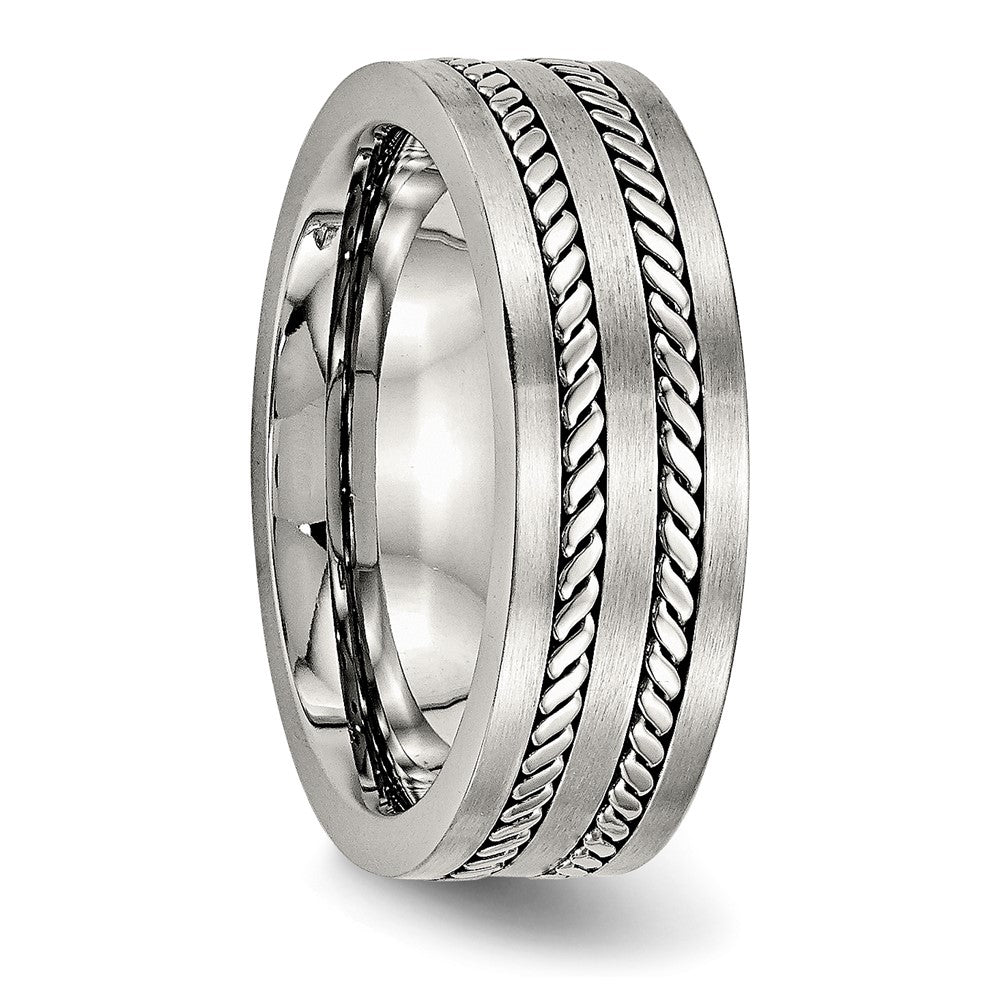 Stainless Steel Brushed and Polished Twisted 7mm Band