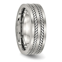 Stainless Steel Brushed and Polished Twisted 7mm Band