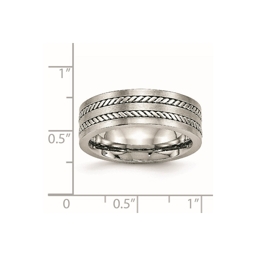 Stainless Steel Brushed and Polished Twisted 7mm Band